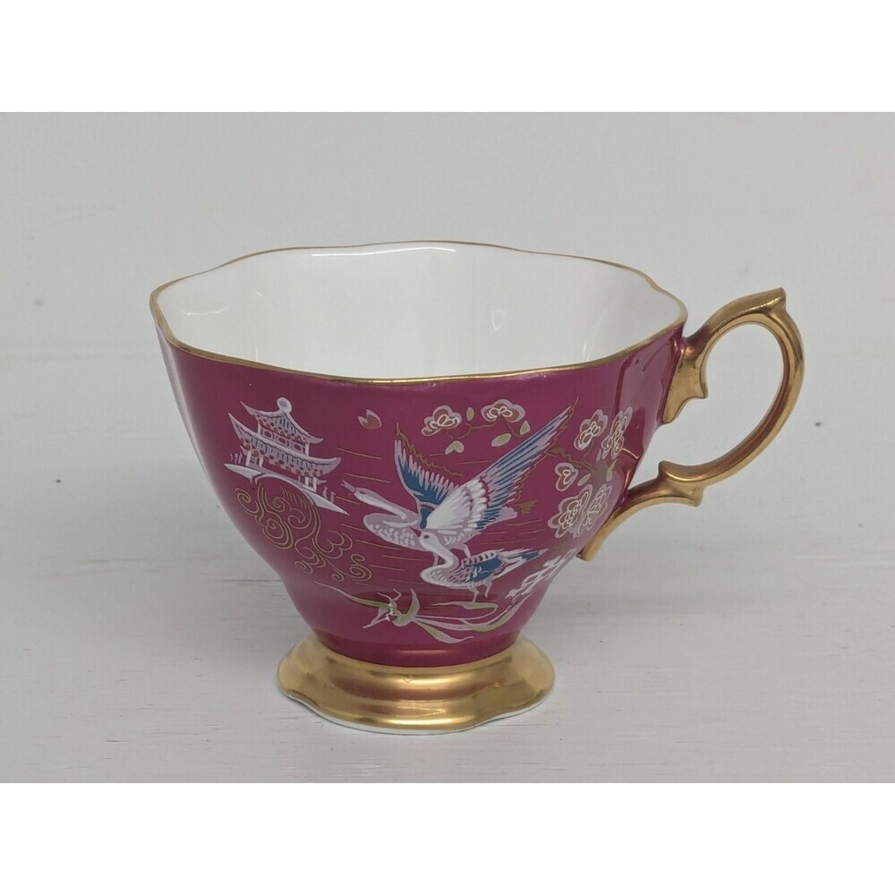 Royal Albert Bone China Replacement Cup Oriental Hot Pink Magenta Cranes Horses